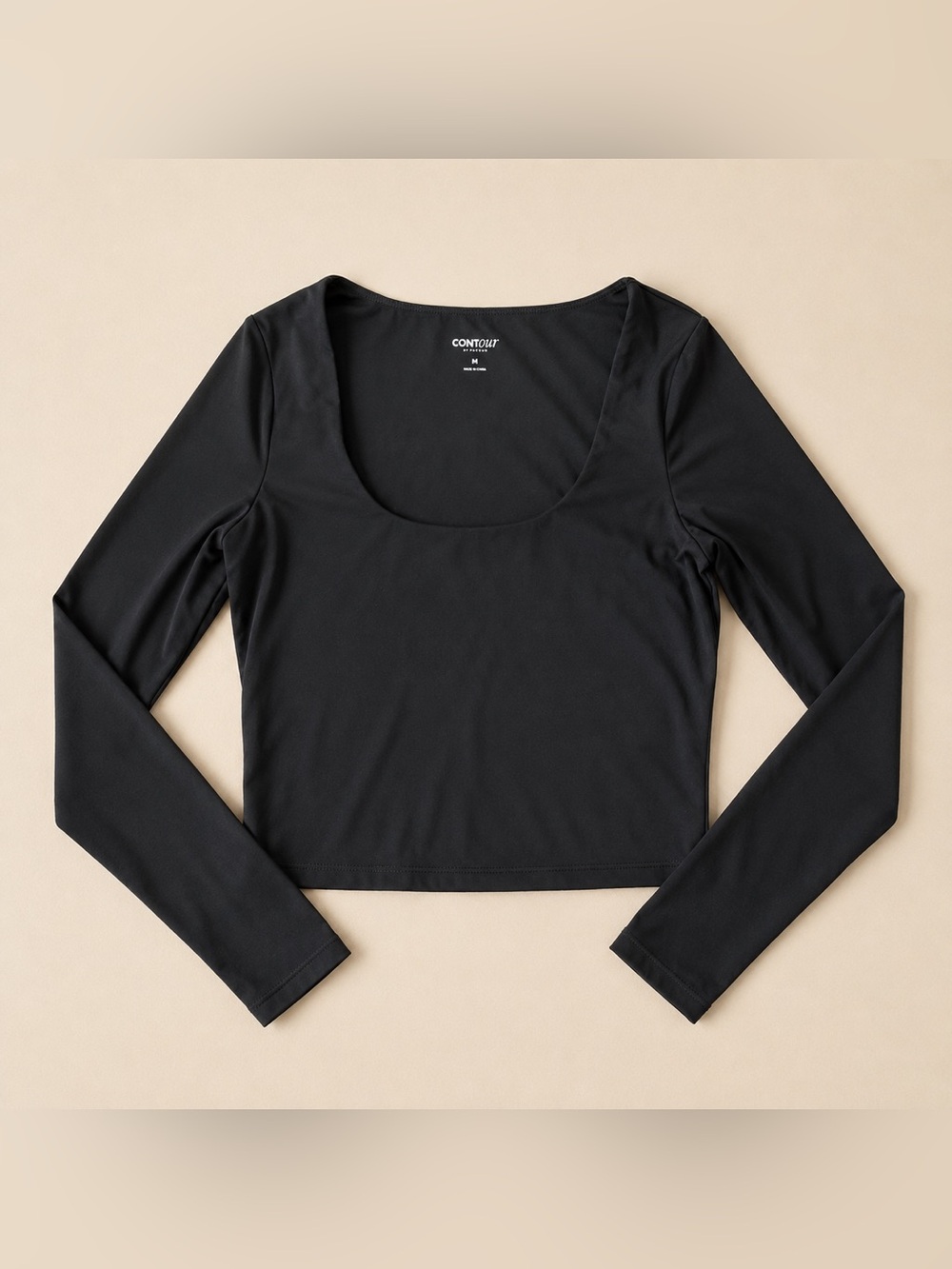 Contour by PacSun Black Long Sleeve Scoop Neck Crop Top Women’s M